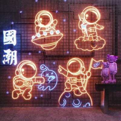 现代宇航员霓虹灯3D模型下载
